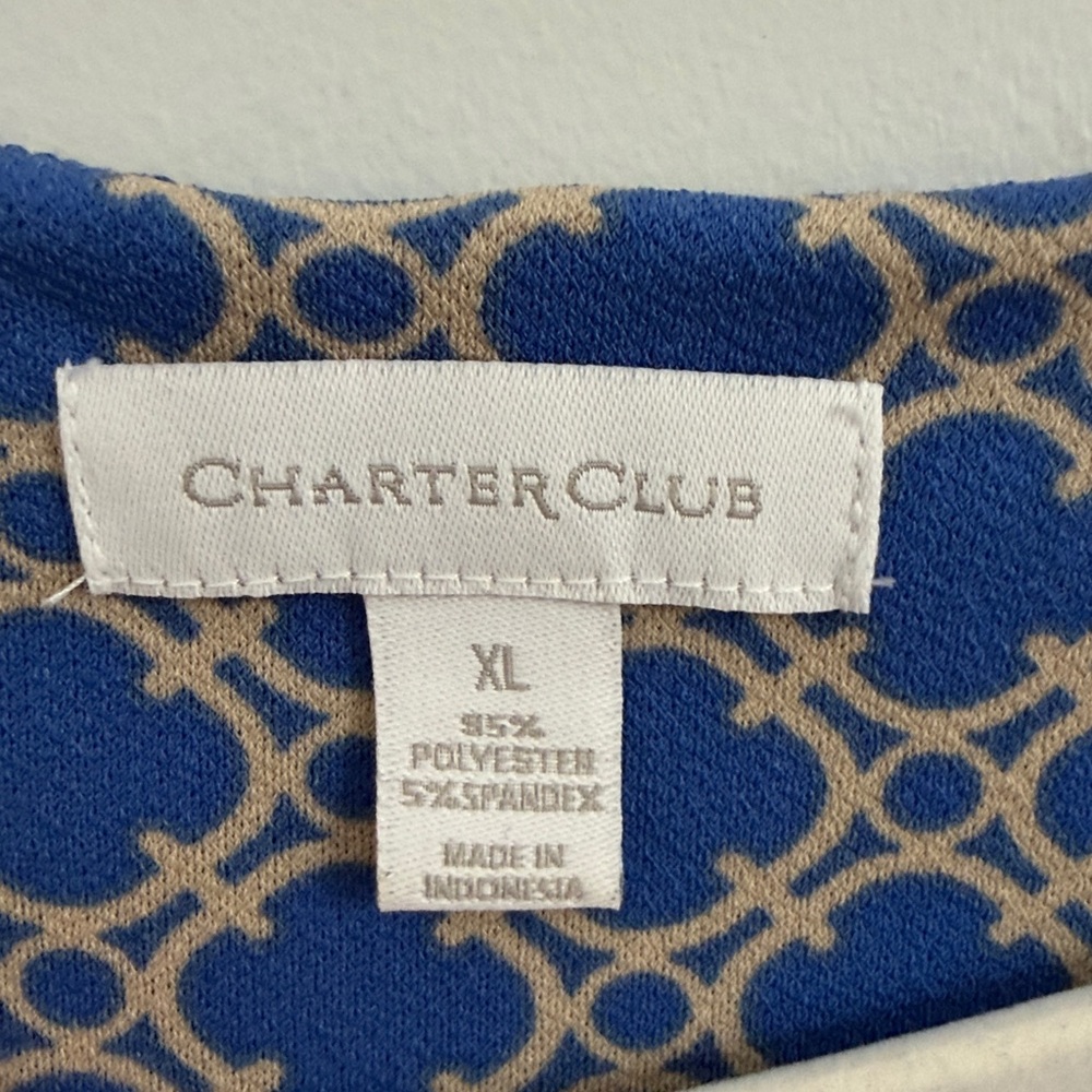 Charter‎ Club Blue and Tan Patterned Dress - Picture 4 of 6